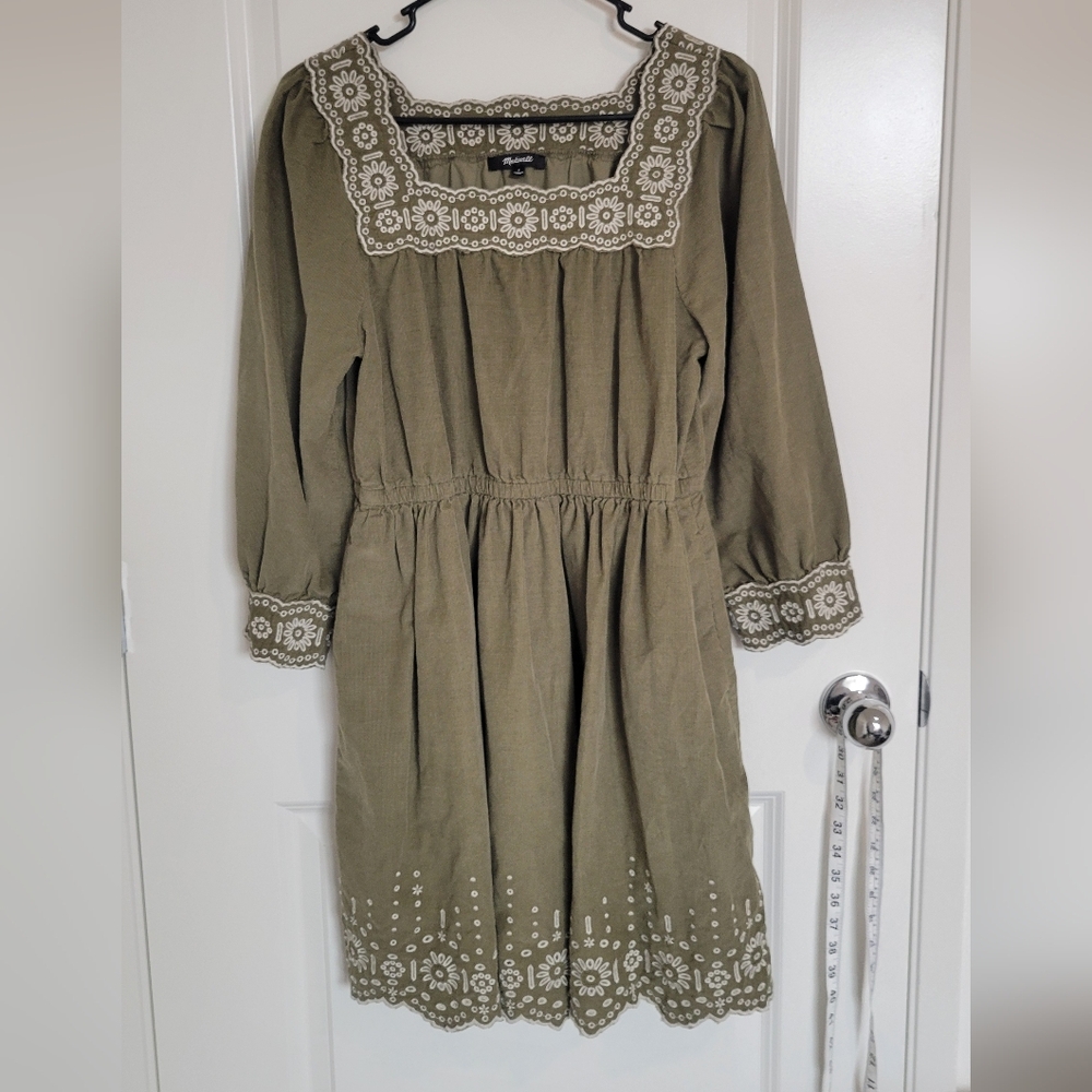 Madewell Embroidered Corduroy Dress Size Small